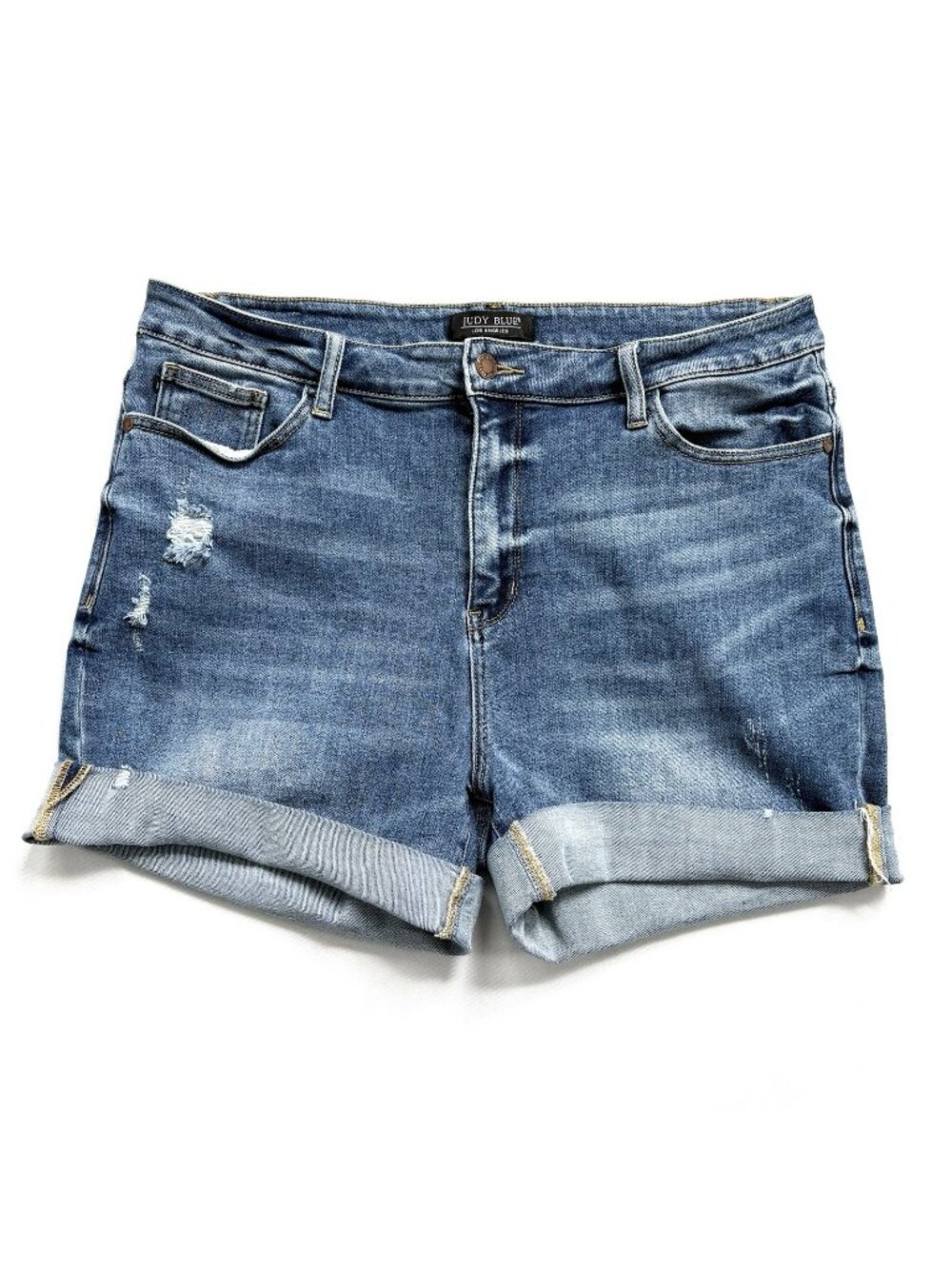 Judy Blue Women’s 2XL (16/18) High Rise Cuffed Denim Jean Shorts Tummy Control